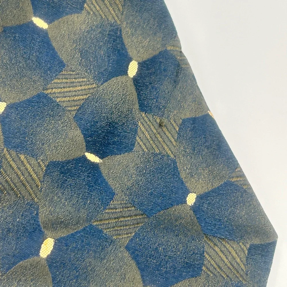 Pal Zileri Mens Silk Tie Blue Green Geometric Abstract Made in Italy Luxury
